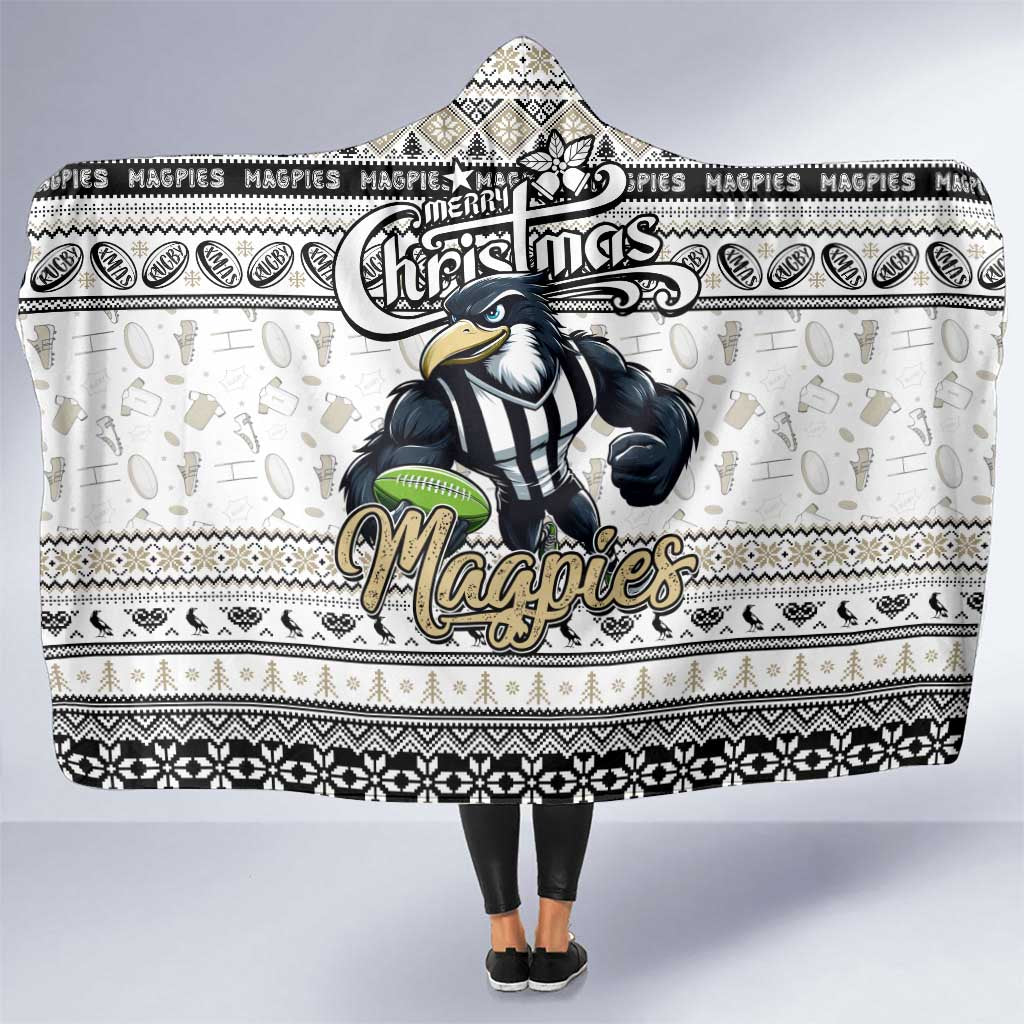 Magpies Football Xmas Hooded Blanket Australia AFL Mascot
