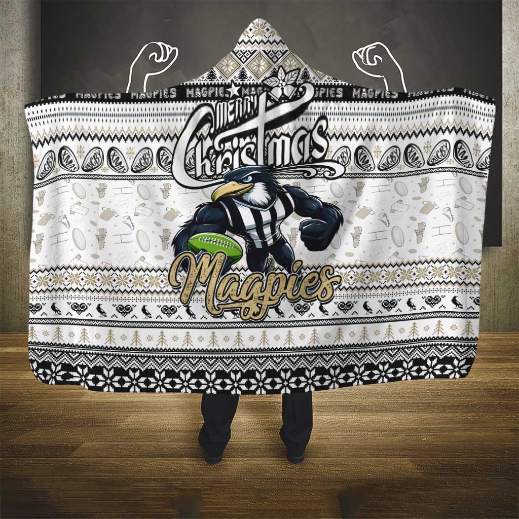 Magpies Football Xmas Hooded Blanket Australia AFL Mascot