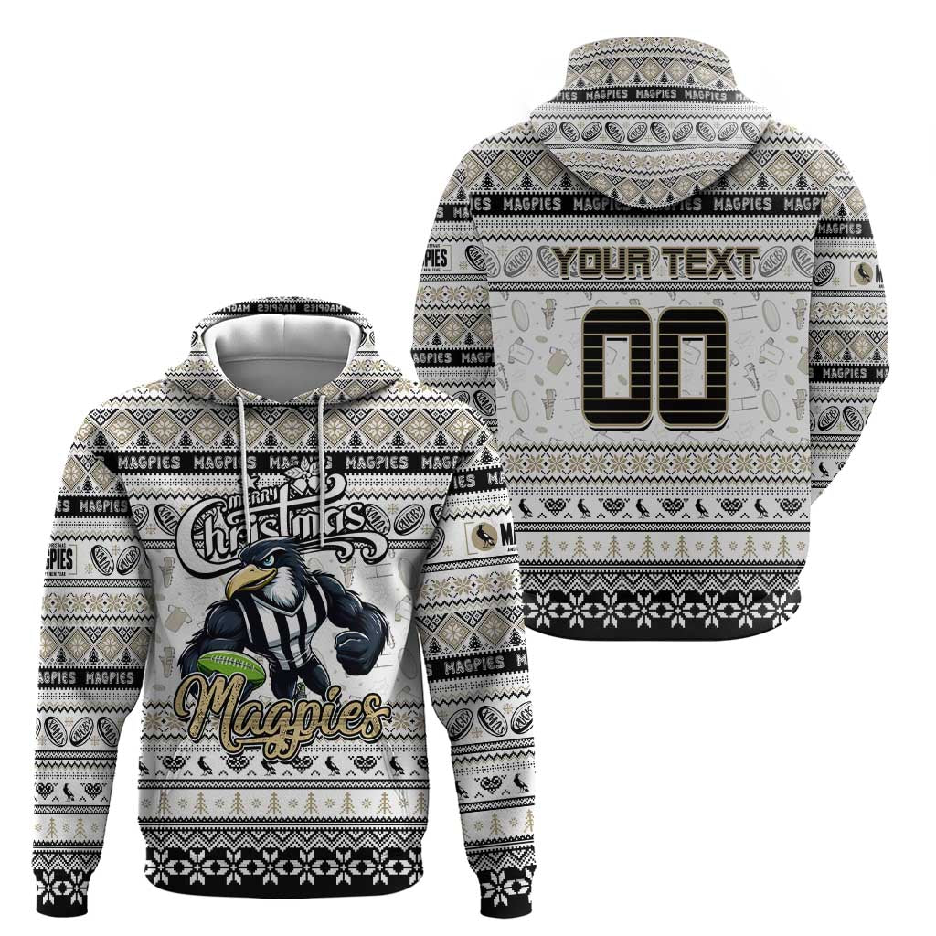 Personalized Magpies Football Xmas Hoodie Australia AFL Mascot - Vibe Hoodie Shop