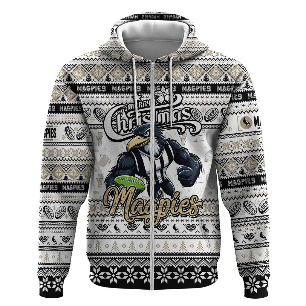 Personalized Magpies Football Xmas Hoodie Australia AFL Mascot - Vibe Hoodie Shop