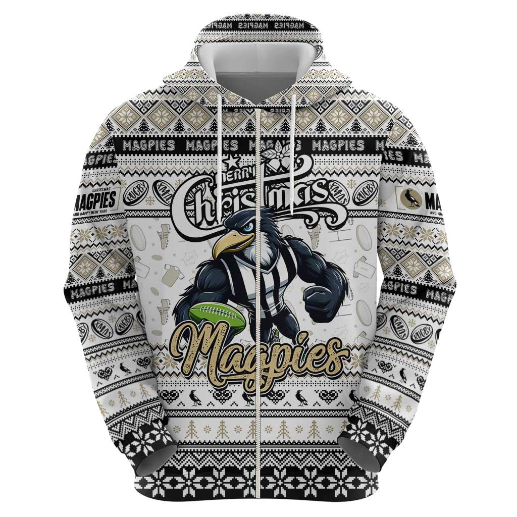 Personalized Magpies Football Xmas Hoodie Australia AFL Mascot - Vibe Hoodie Shop