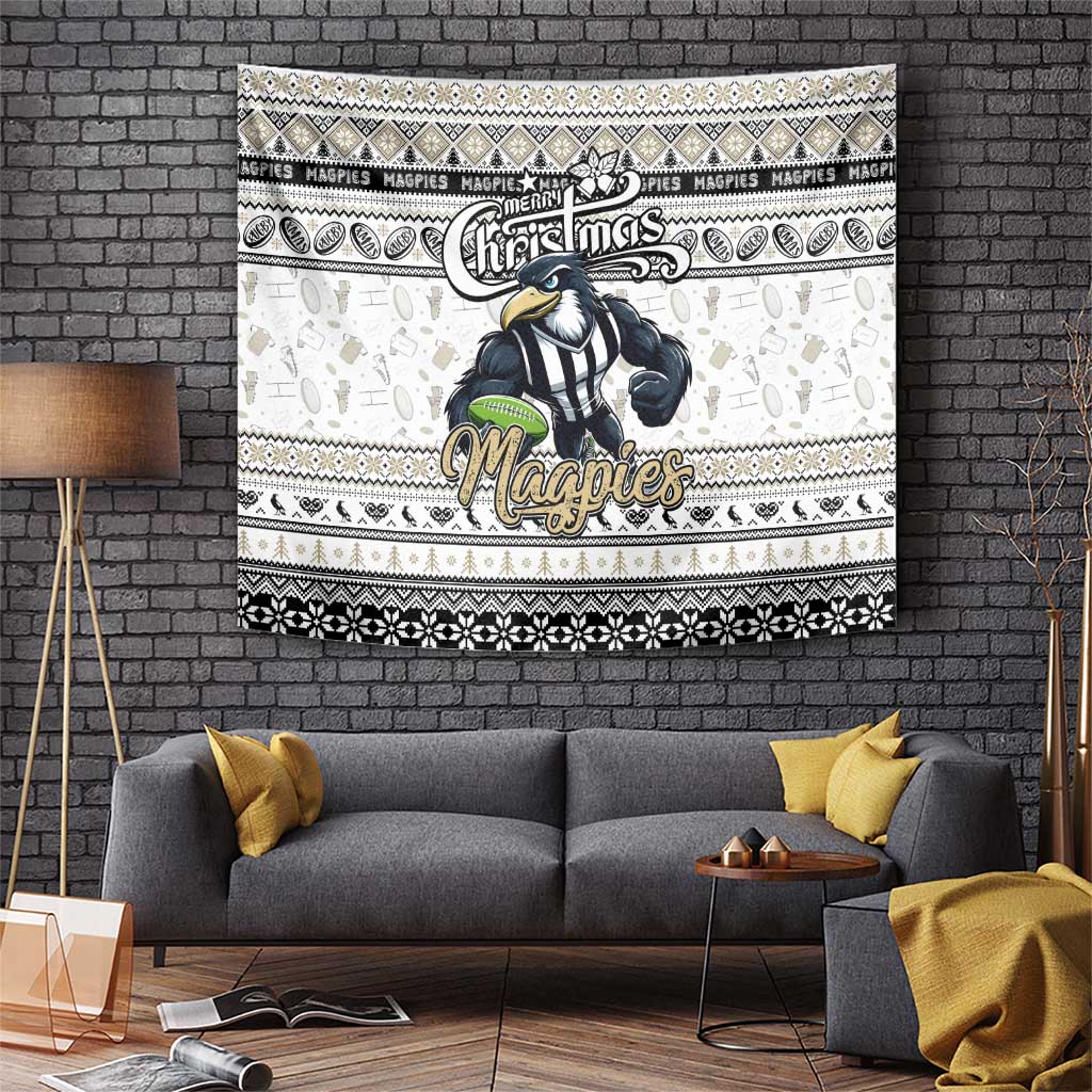 Magpies Football Xmas Tapestry Australia AFL Mascot - Vibe Hoodie Shop