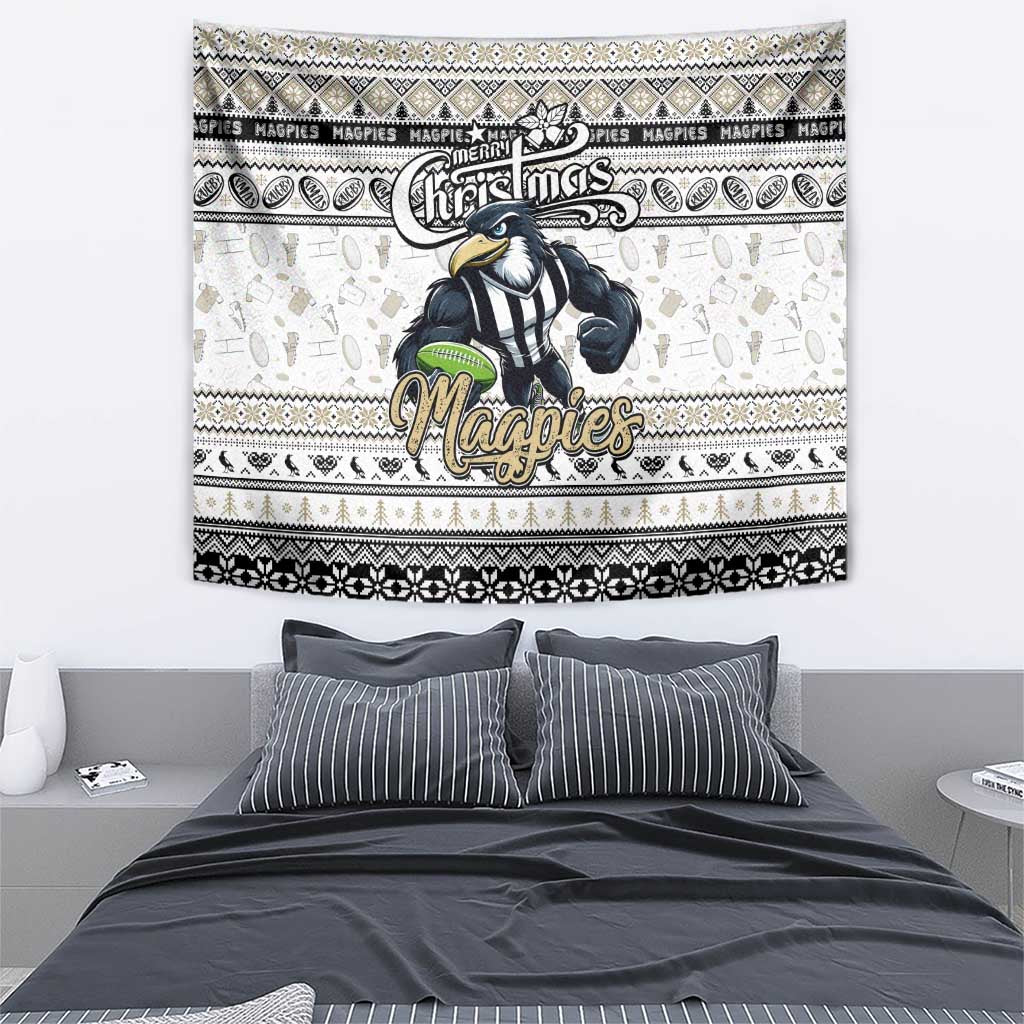 Magpies Football Xmas Tapestry Australia AFL Mascot - Vibe Hoodie Shop