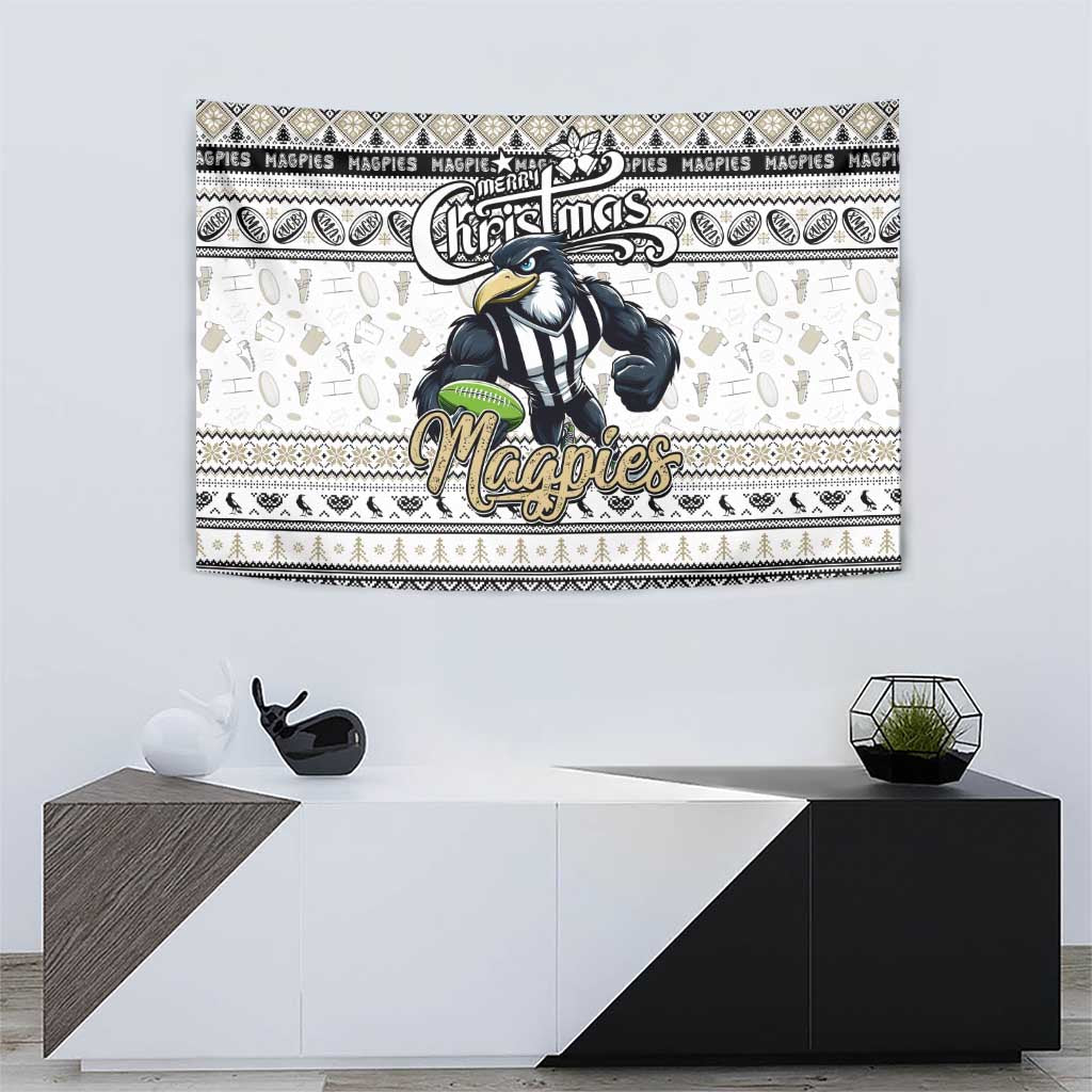 Magpies Football Xmas Tapestry Australia AFL Mascot - Vibe Hoodie Shop