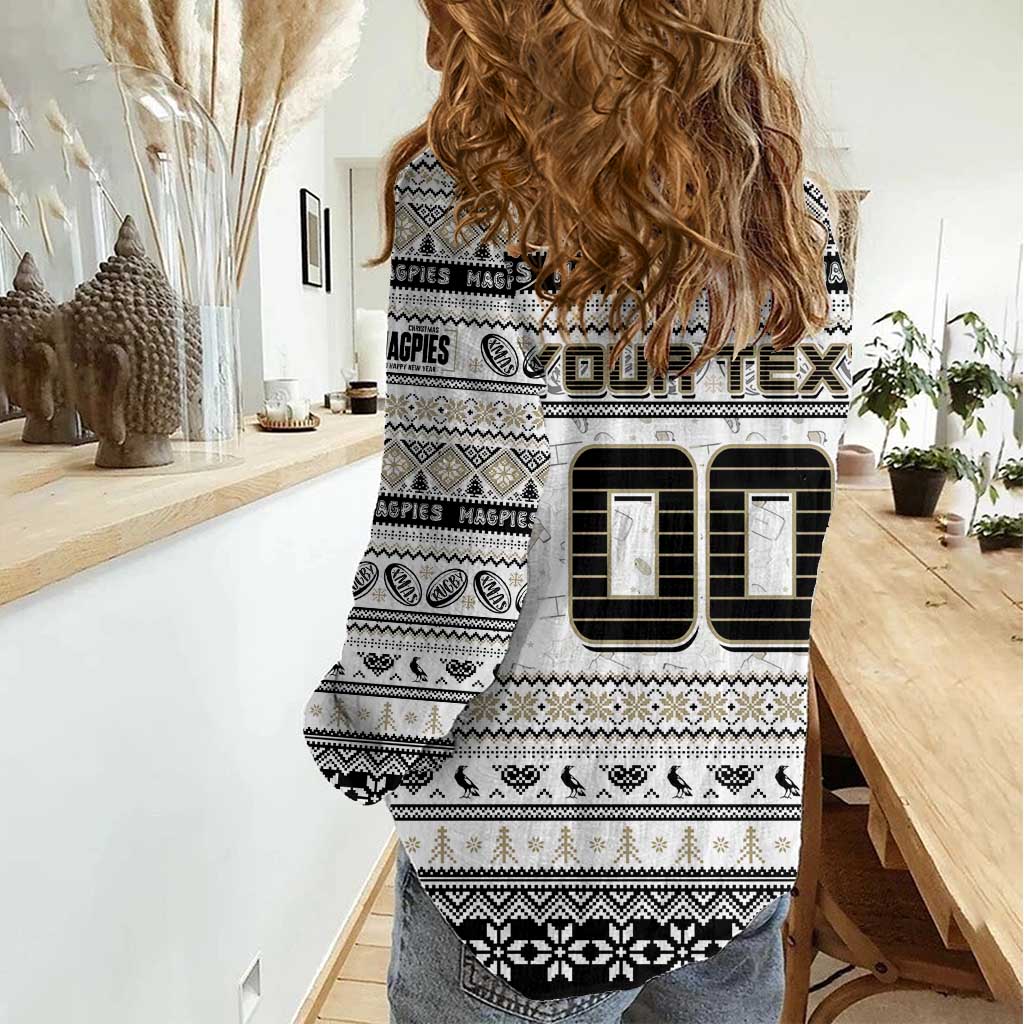 Personalized Magpies Football Xmas Women Casual Shirt Australia AFL Mascot - Vibe Hoodie Shop