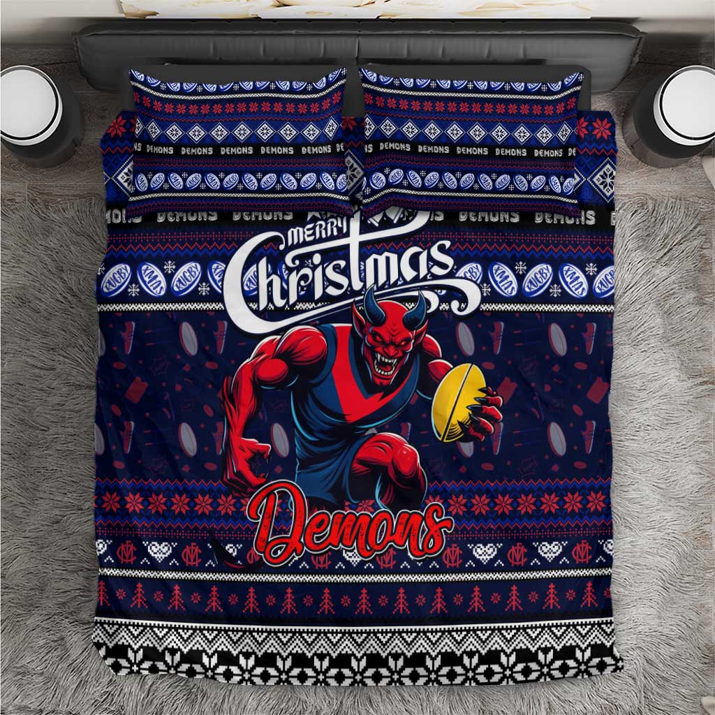 Demons Football Xmas Bedding Set Australia AFL Mascot - Vibe Hoodie Shop