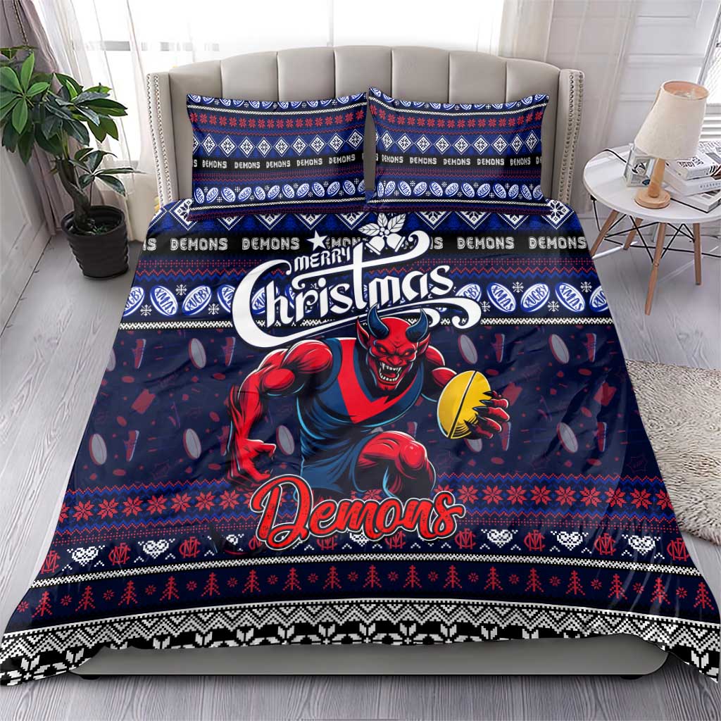 Demons Football Xmas Bedding Set Australia AFL Mascot - Vibe Hoodie Shop
