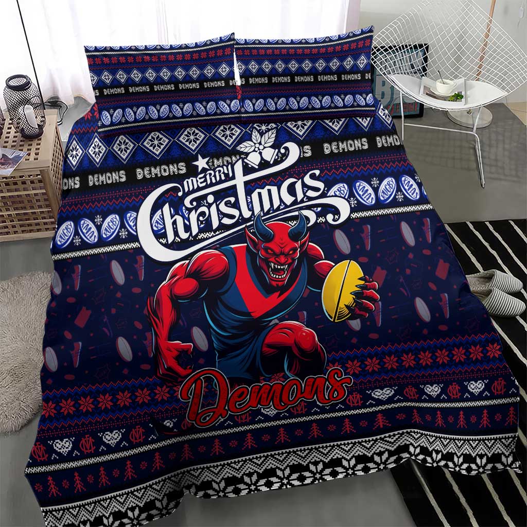 Demons Football Xmas Bedding Set Australia AFL Mascot - Vibe Hoodie Shop