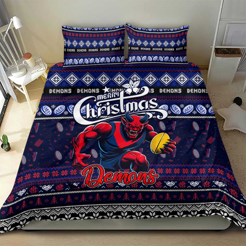Demons Football Xmas Bedding Set Australia AFL Mascot - Vibe Hoodie Shop