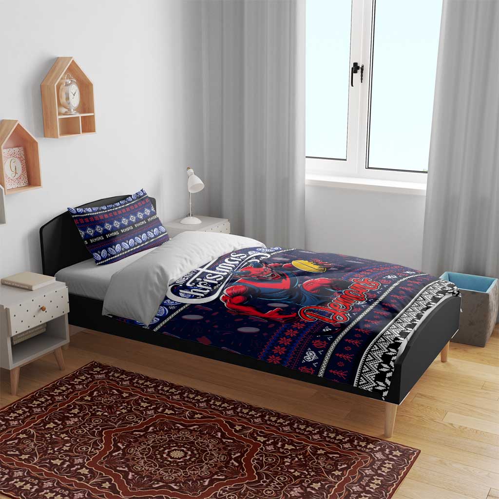 Demons Football Xmas Bedding Set Australia AFL Mascot - Vibe Hoodie Shop