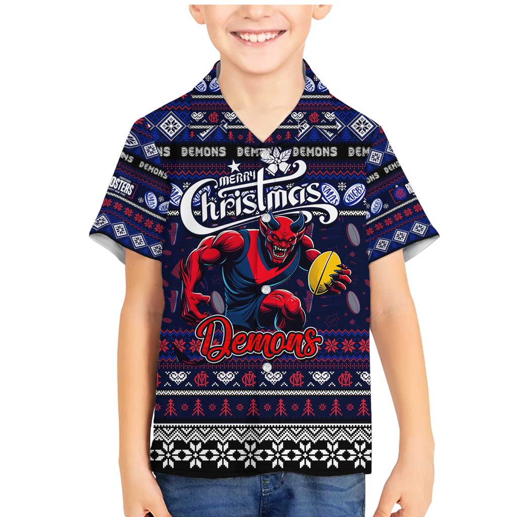 Personalized Demons Rugby Xmas Family Matching Mermaid Dress and Hawaiian Shirt Australia AFL Mascot