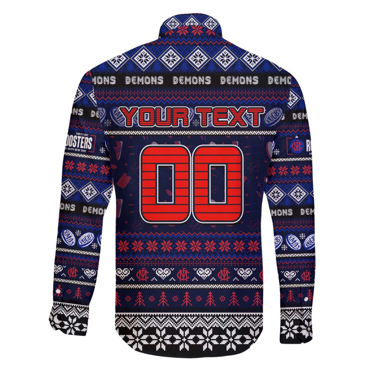 Personalized Demons Rugby Xmas Family Matching Off The Shoulder Long Sleeve Dress and Hawaiian Shirt Australia AFL Mascot