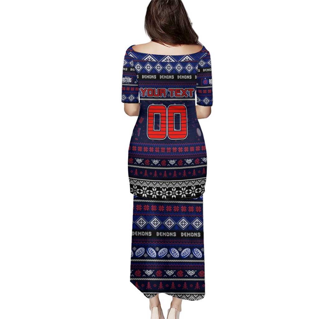 Personalized Demons Rugby Xmas Family Matching Puletasi and Hawaiian Shirt Australia AFL Mascot