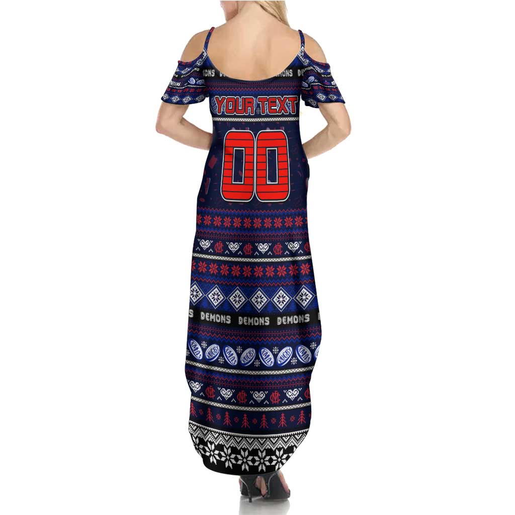Personalized Demons Rugby Xmas Family Matching Summer Maxi Dress and Hawaiian Shirt Australia AFL Mascot