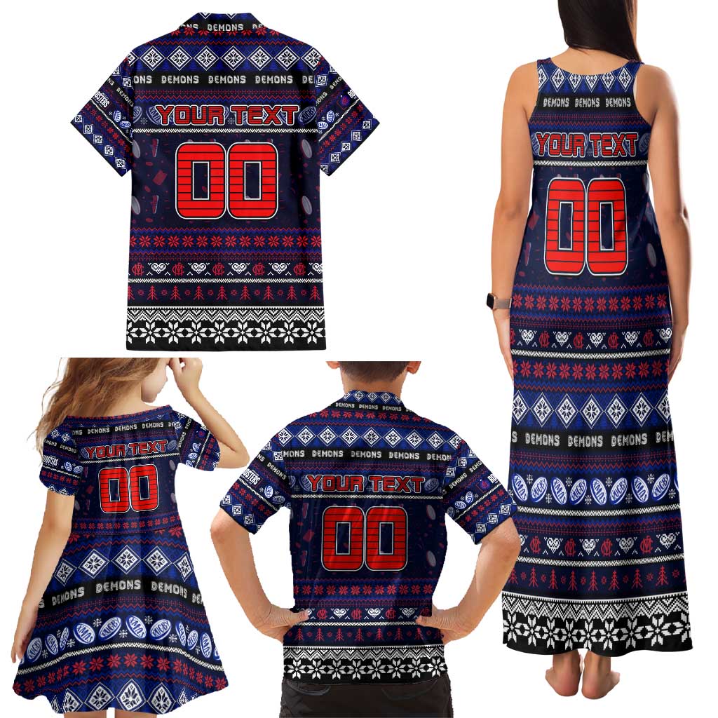 Personalized Demons Rugby Xmas Family Matching Tank Maxi Dress and Hawaiian Shirt Australia AFL Mascot
