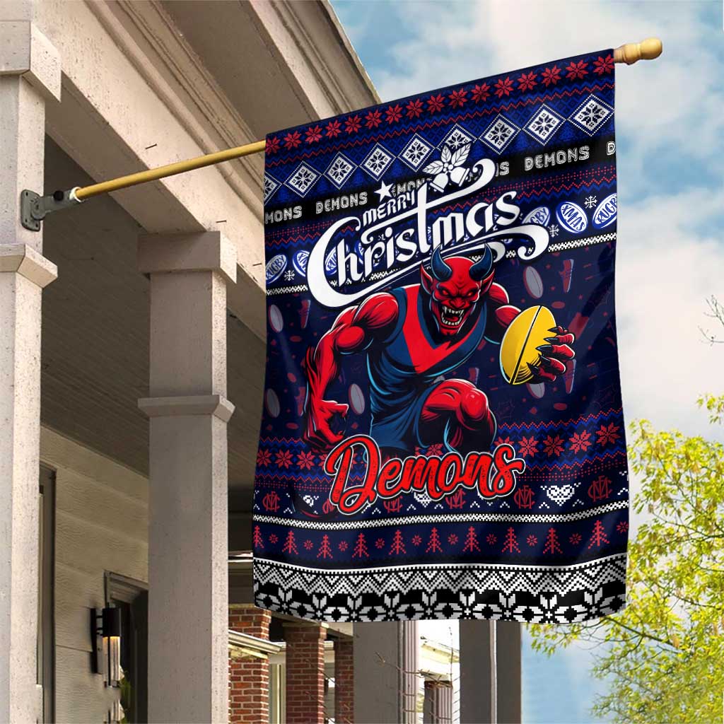 Demons Football Xmas Garden Flag Australia AFL Mascot - Vibe Hoodie Shop