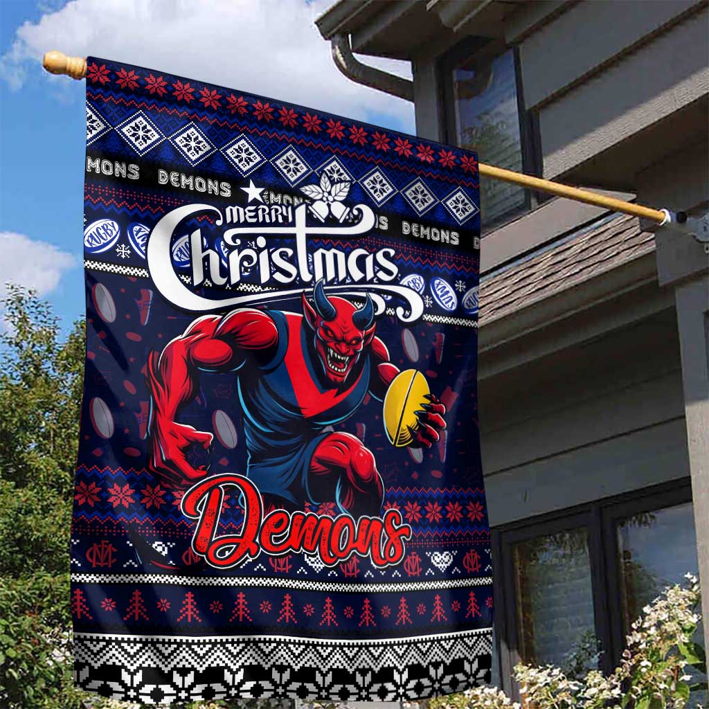 Demons Football Xmas Garden Flag Australia AFL Mascot - Vibe Hoodie Shop