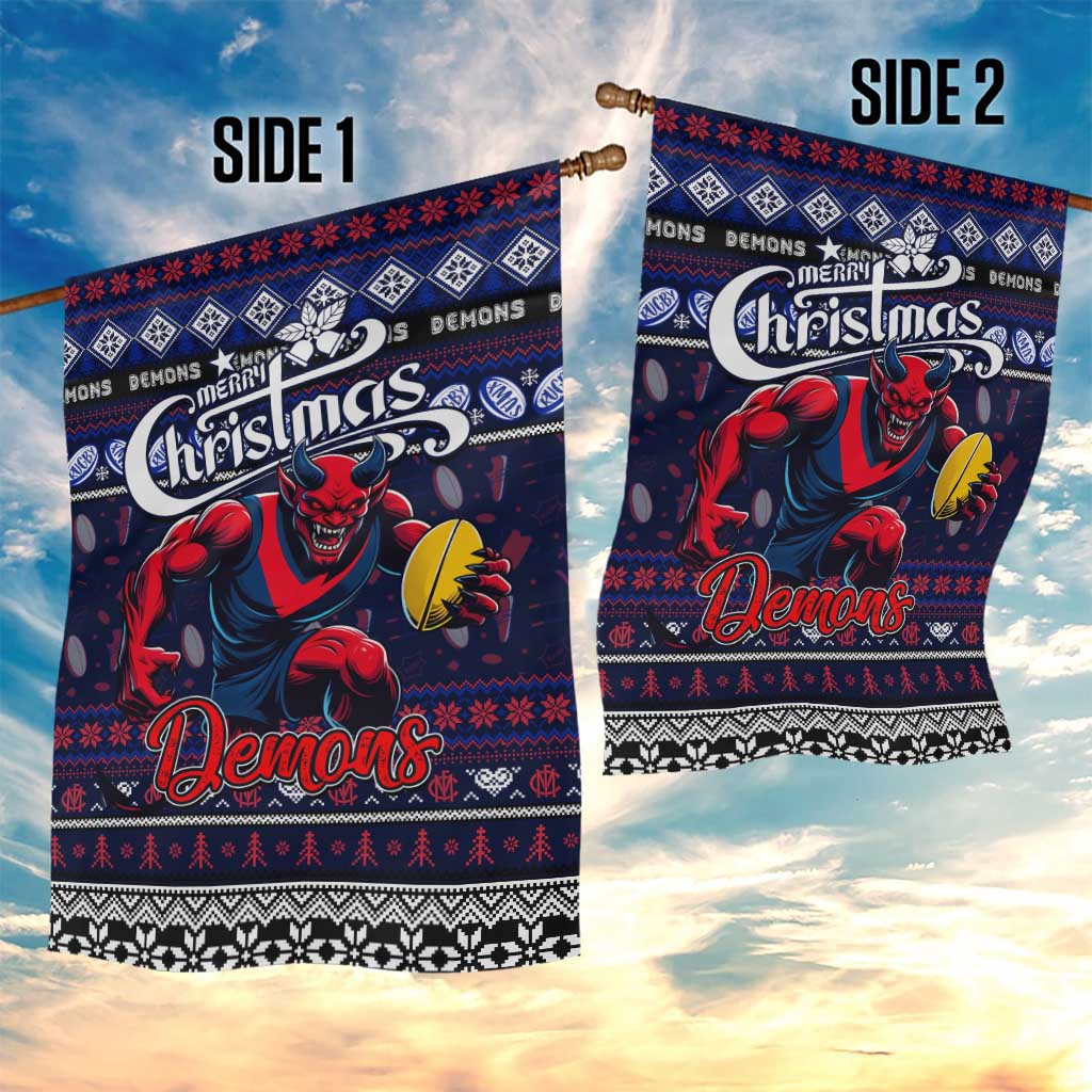 Demons Football Xmas Garden Flag Australia AFL Mascot - Vibe Hoodie Shop