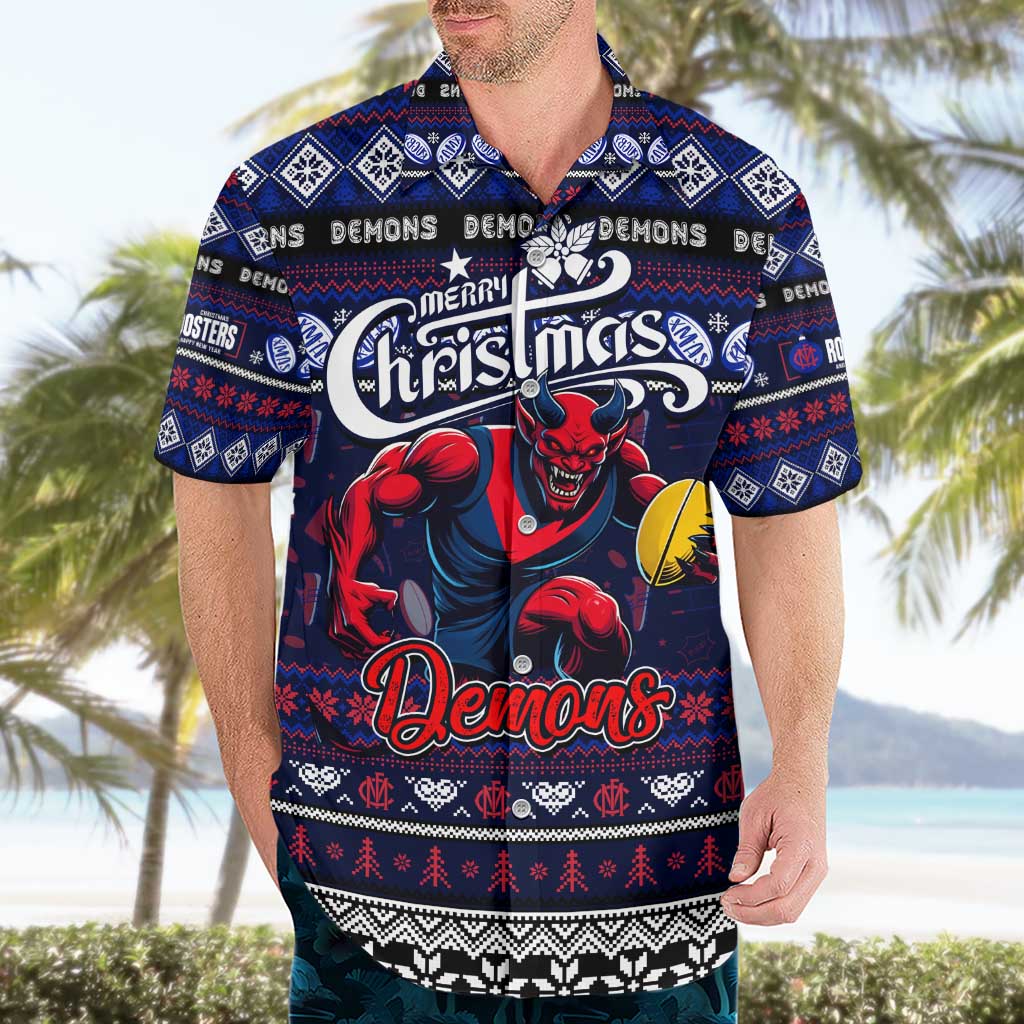 Personalized Demons Football Xmas Hawaiian Shirt Australia AFL Mascot - Vibe Hoodie Shop