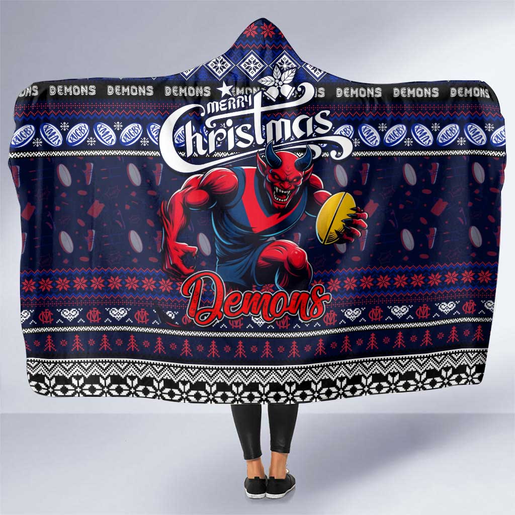 Demons Football Xmas Hooded Blanket Australia AFL Mascot