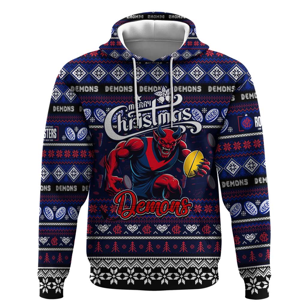 Personalized Demons Football Xmas Hoodie Australia AFL Mascot - Vibe Hoodie Shop