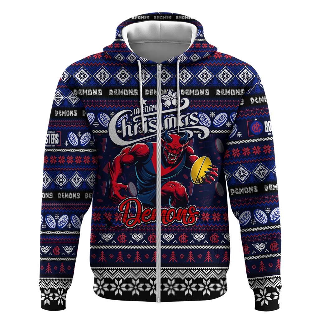 Personalized Demons Football Xmas Hoodie Australia AFL Mascot - Vibe Hoodie Shop