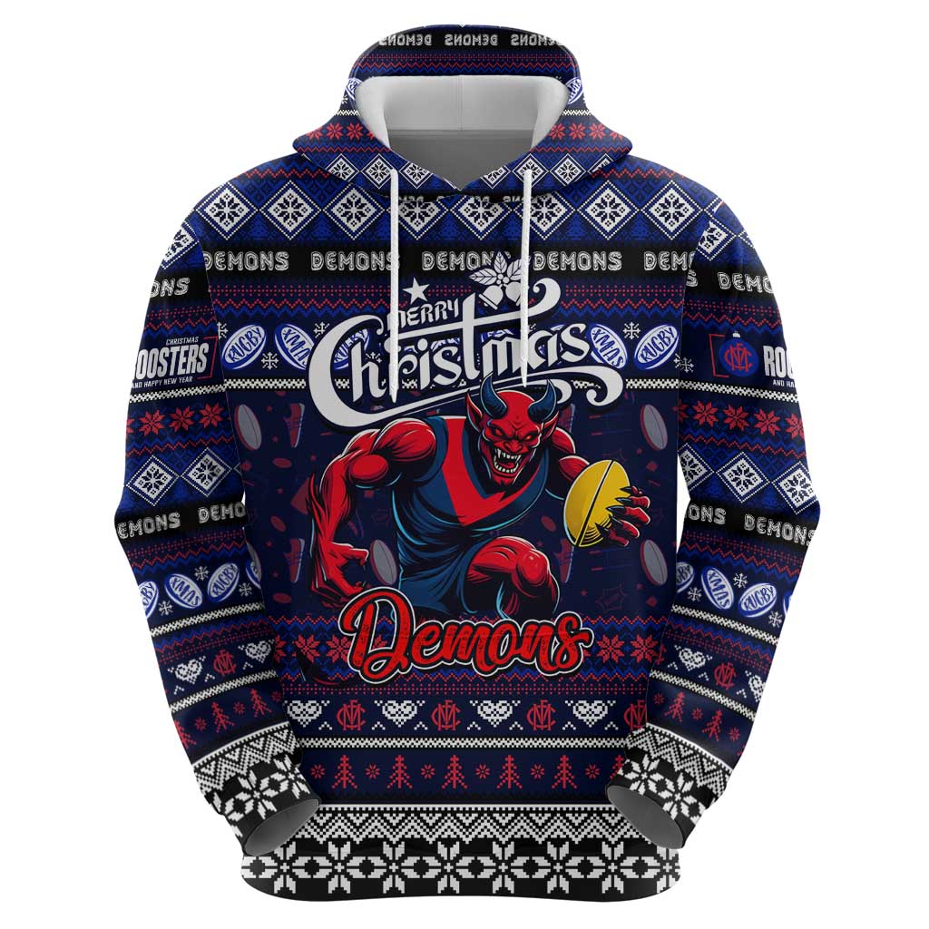 Personalized Demons Football Xmas Hoodie Australia AFL Mascot - Vibe Hoodie Shop