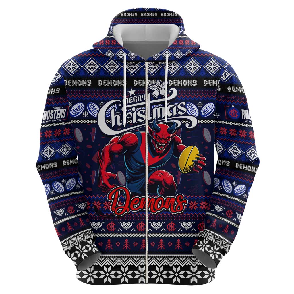 Personalized Demons Football Xmas Hoodie Australia AFL Mascot - Vibe Hoodie Shop