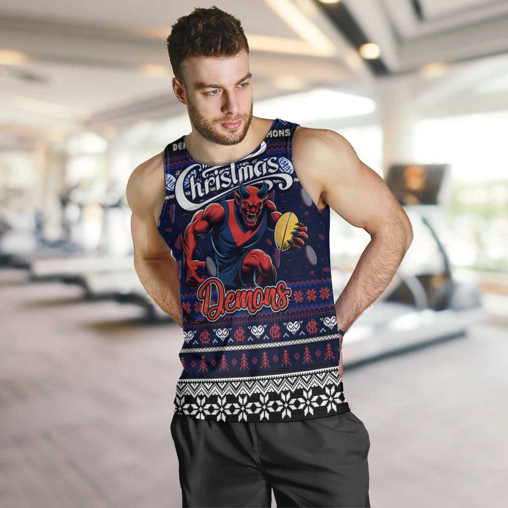 Personalized Demons Football Xmas Men Tank Top Australia AFL Mascot - Vibe Hoodie Shop