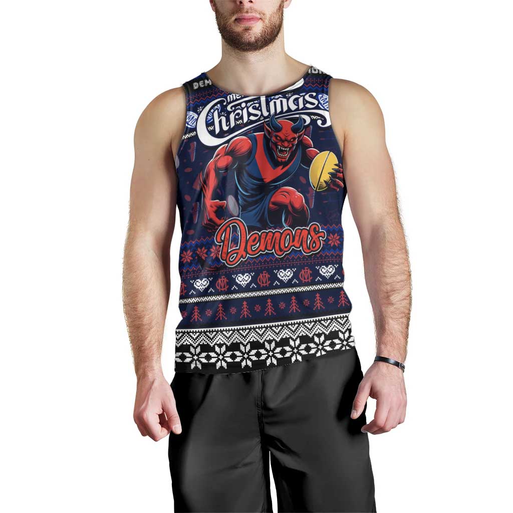 Personalized Demons Football Xmas Men Tank Top Australia AFL Mascot - Vibe Hoodie Shop