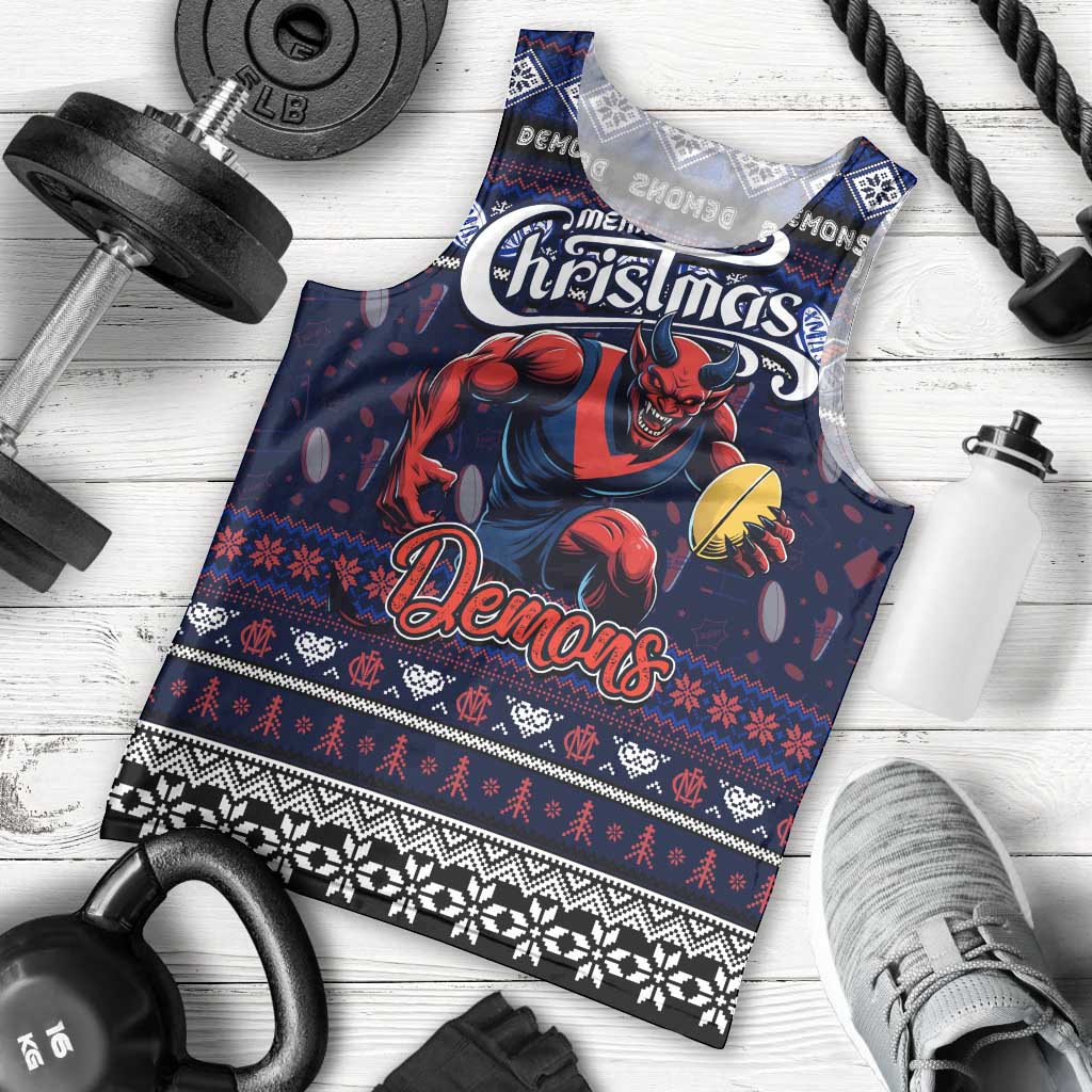 Personalized Demons Football Xmas Men Tank Top Australia AFL Mascot - Vibe Hoodie Shop