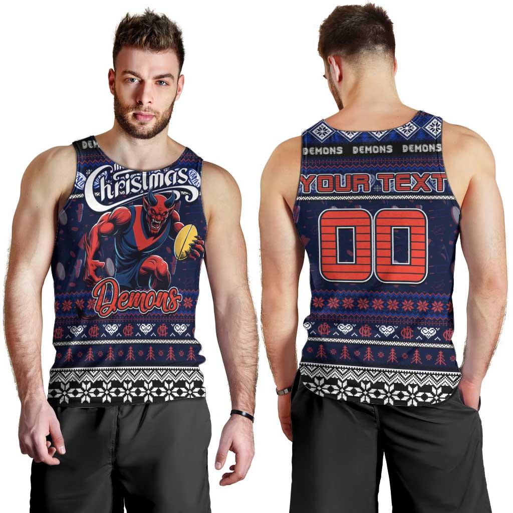 Personalized Demons Football Xmas Men Tank Top Australia AFL Mascot - Vibe Hoodie Shop