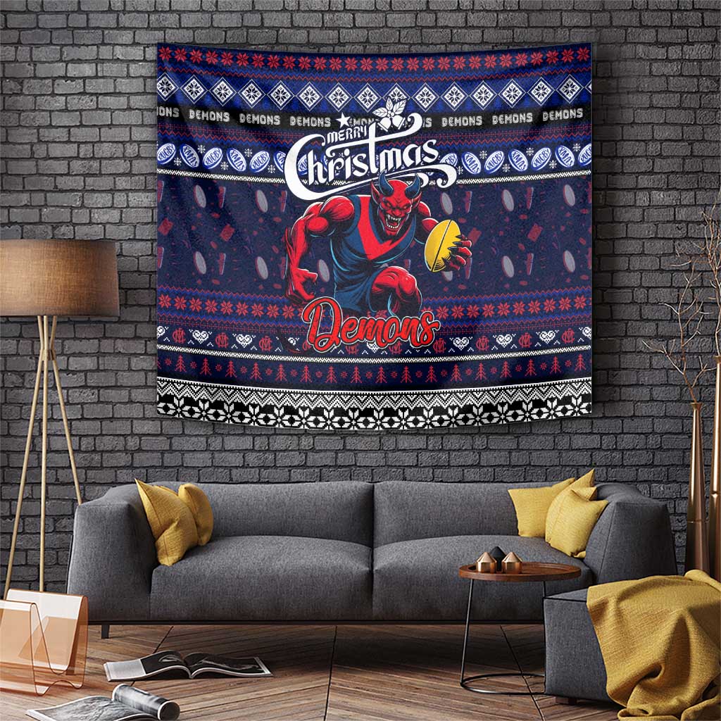 Demons Football Xmas Tapestry Australia AFL Mascot - Vibe Hoodie Shop