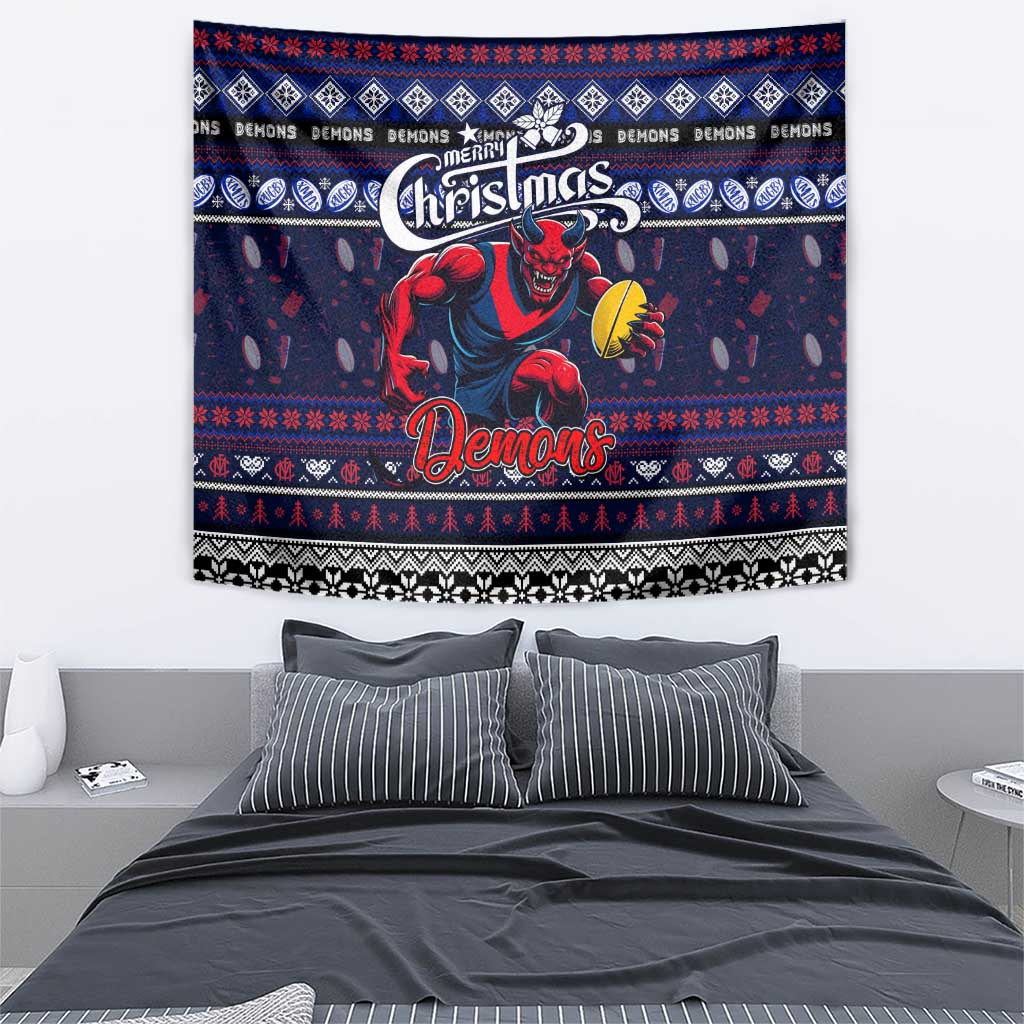 Demons Football Xmas Tapestry Australia AFL Mascot - Vibe Hoodie Shop