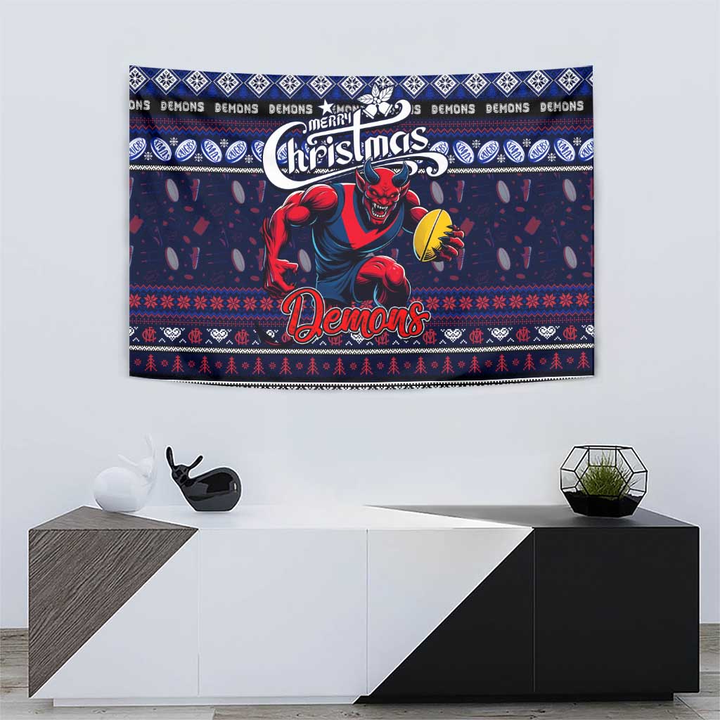 Demons Football Xmas Tapestry Australia AFL Mascot - Vibe Hoodie Shop