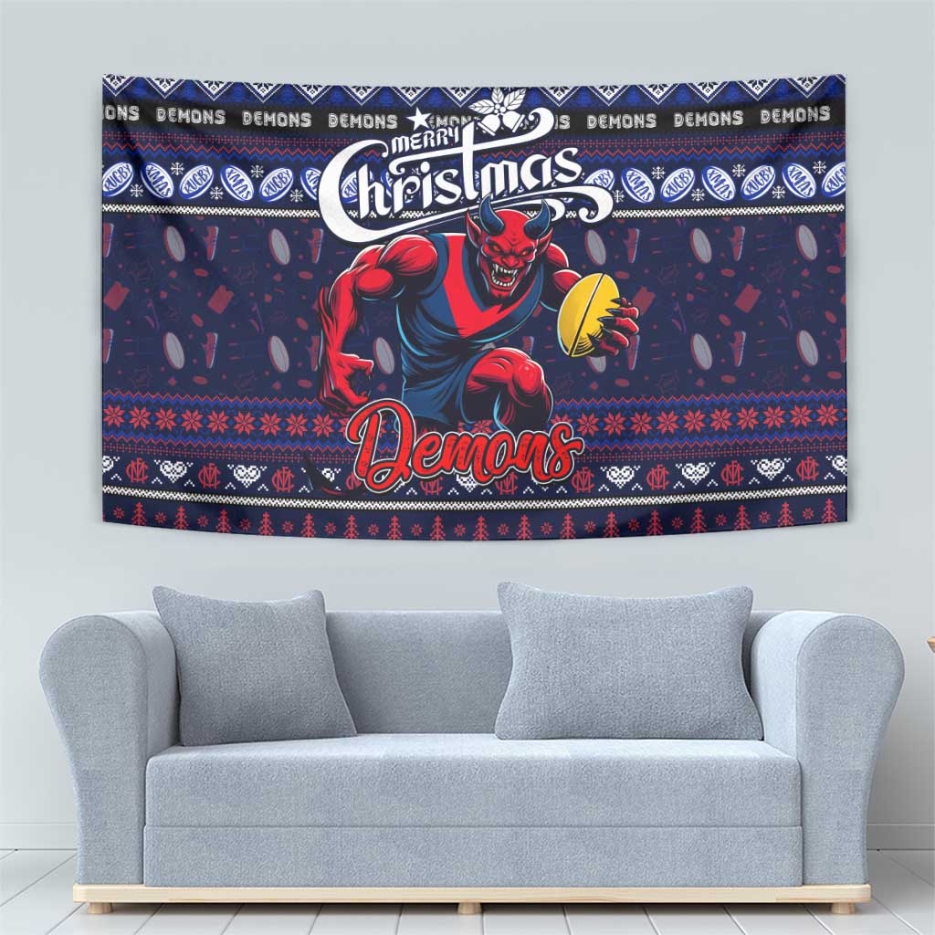 Demons Football Xmas Tapestry Australia AFL Mascot - Vibe Hoodie Shop