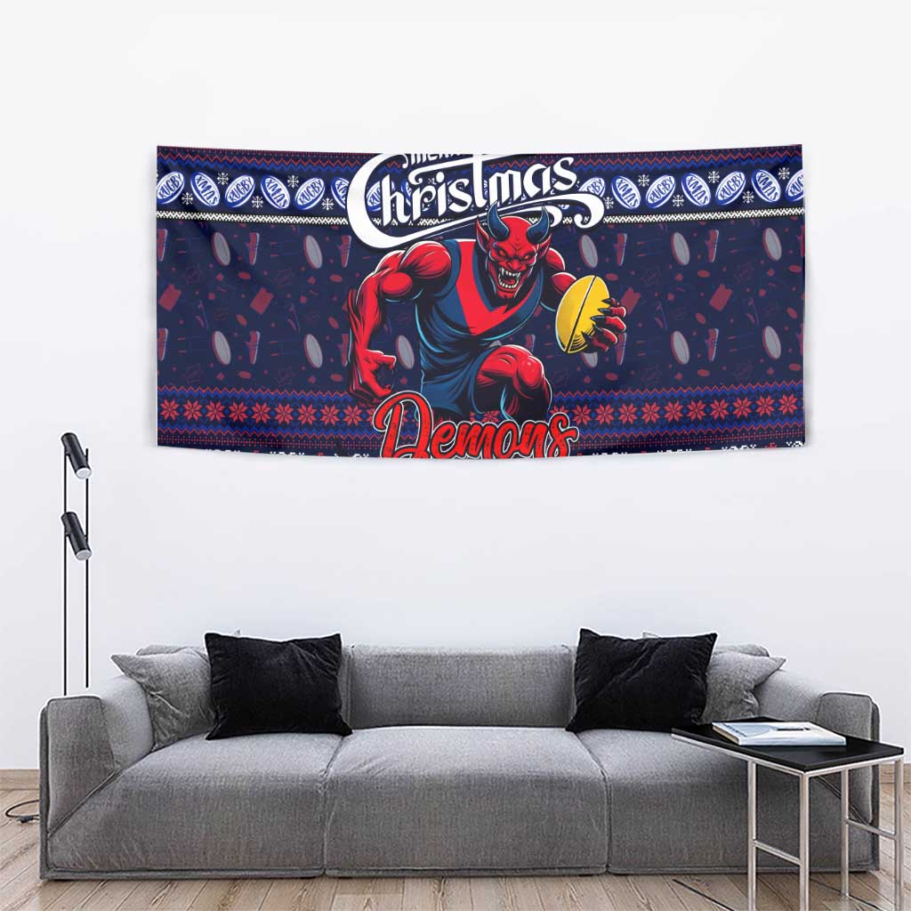 Demons Football Xmas Tapestry Australia AFL Mascot - Vibe Hoodie Shop