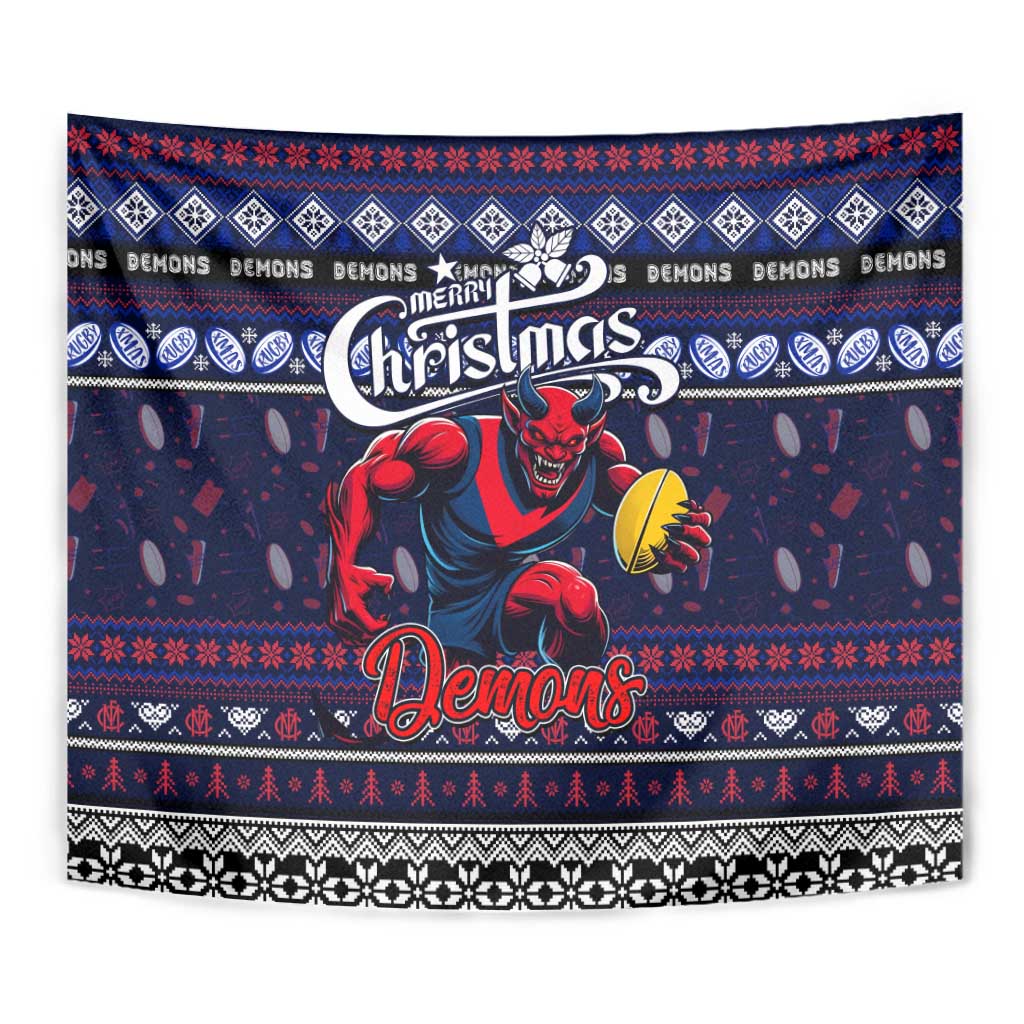 Demons Football Xmas Tapestry Australia AFL Mascot - Vibe Hoodie Shop