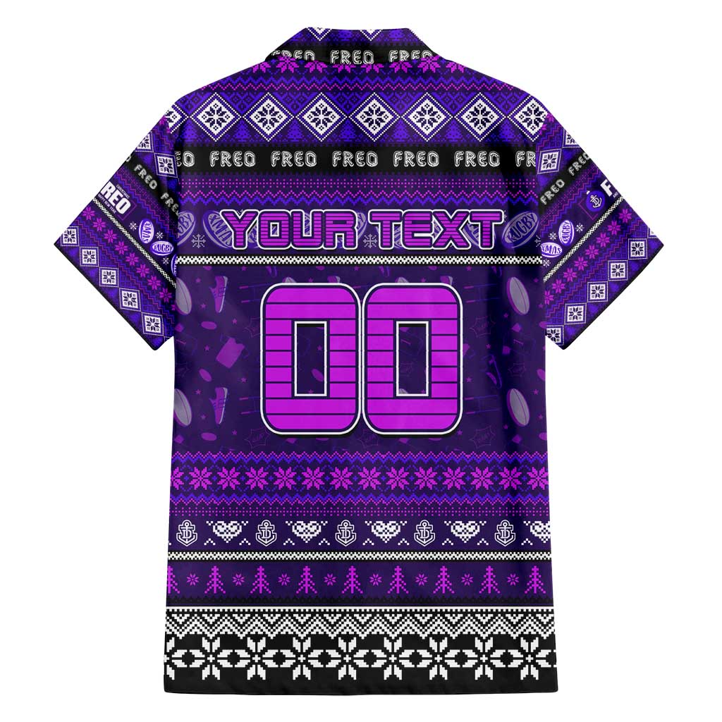 Personalized Freo Rugby Xmas Family Matching Long Sleeve Bodycon Dress and Hawaiian Shirt Australia AFL Mascot