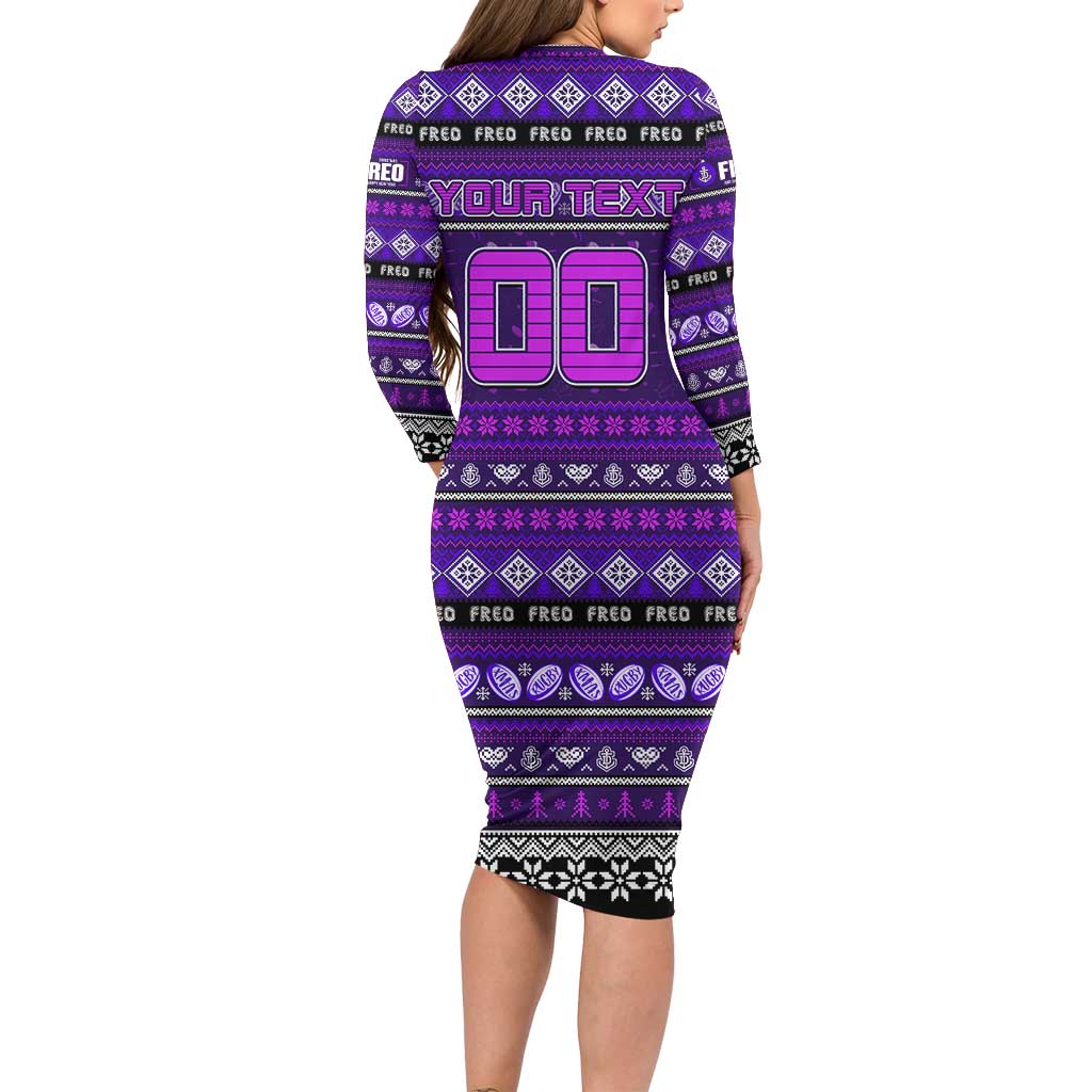 Personalized Freo Rugby Xmas Family Matching Long Sleeve Bodycon Dress and Hawaiian Shirt Australia AFL Mascot