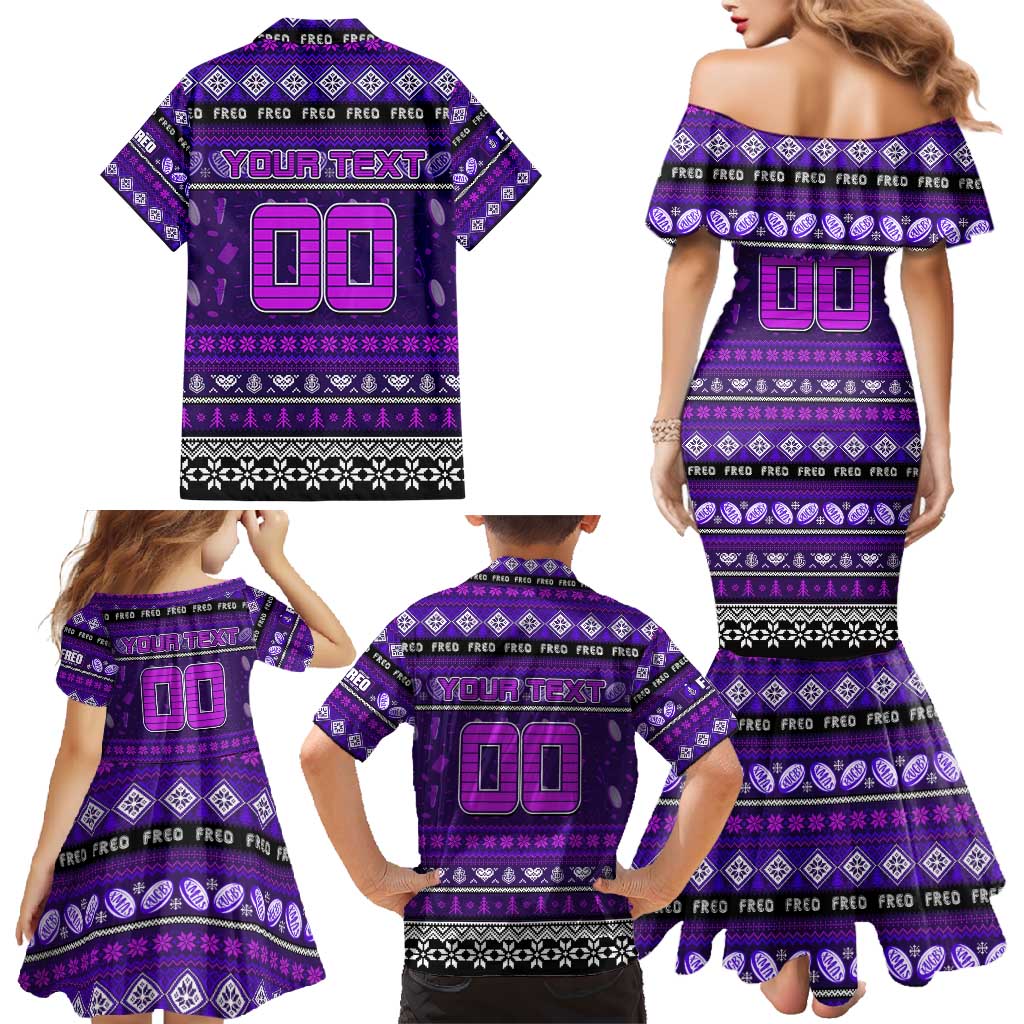 Personalized Freo Rugby Xmas Family Matching Mermaid Dress and Hawaiian Shirt Australia AFL Mascot