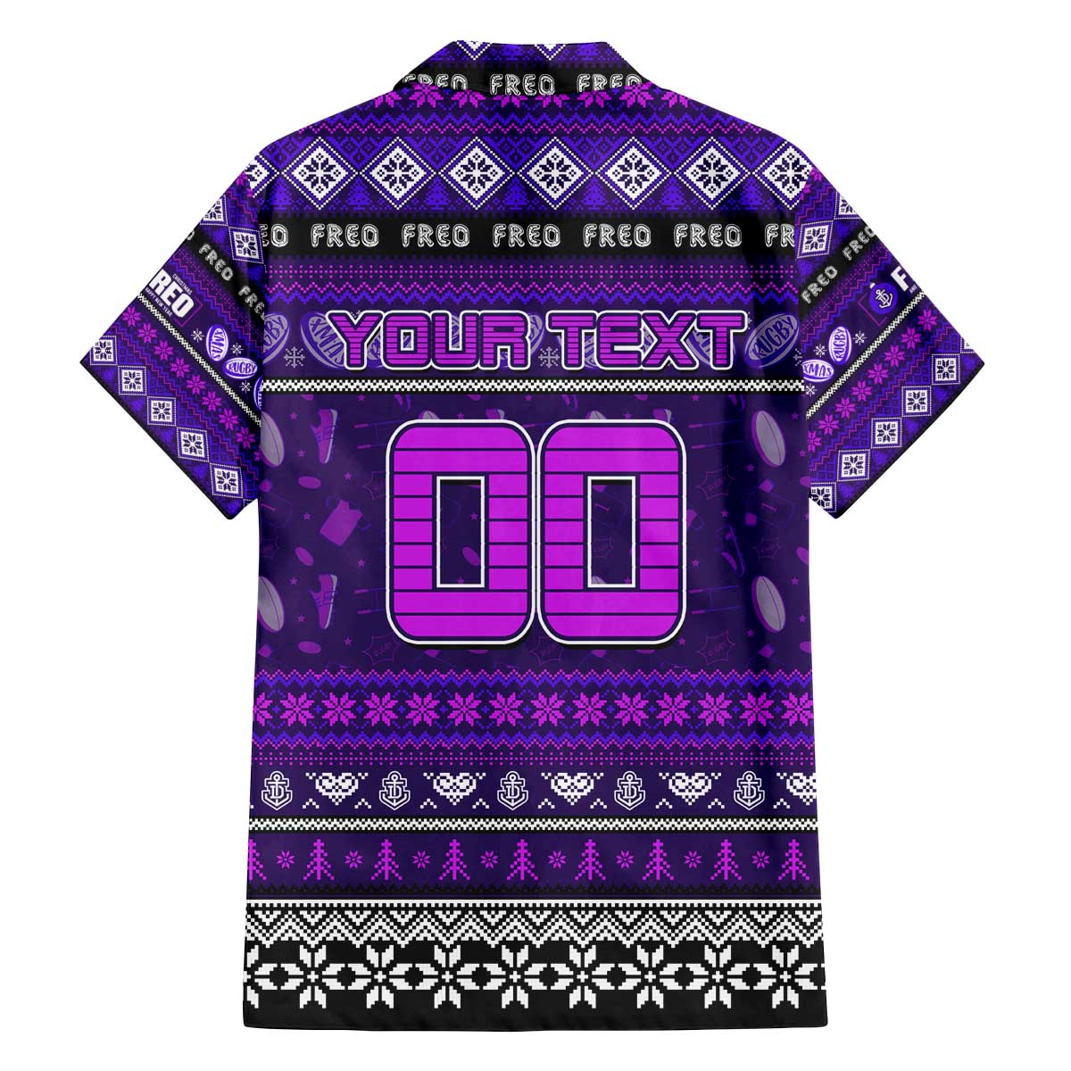 Personalized Freo Rugby Xmas Family Matching Off The Shoulder Long Sleeve Dress and Hawaiian Shirt Australia AFL Mascot