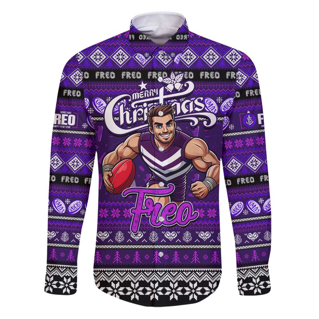 Personalized Freo Rugby Xmas Family Matching Puletasi and Hawaiian Shirt Australia AFL Mascot