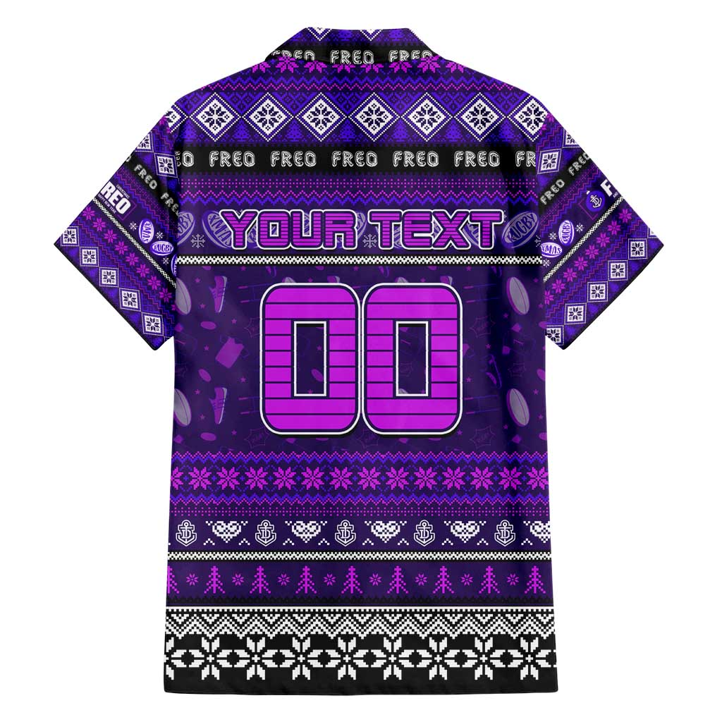 Personalized Freo Rugby Xmas Family Matching Short Sleeve Bodycon Dress and Hawaiian Shirt Australia AFL Mascot