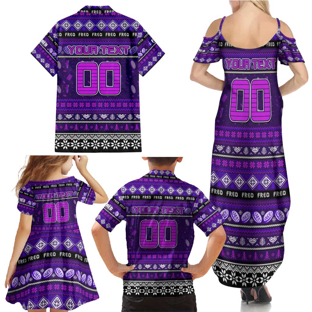 Personalized Freo Rugby Xmas Family Matching Summer Maxi Dress and Hawaiian Shirt Australia AFL Mascot