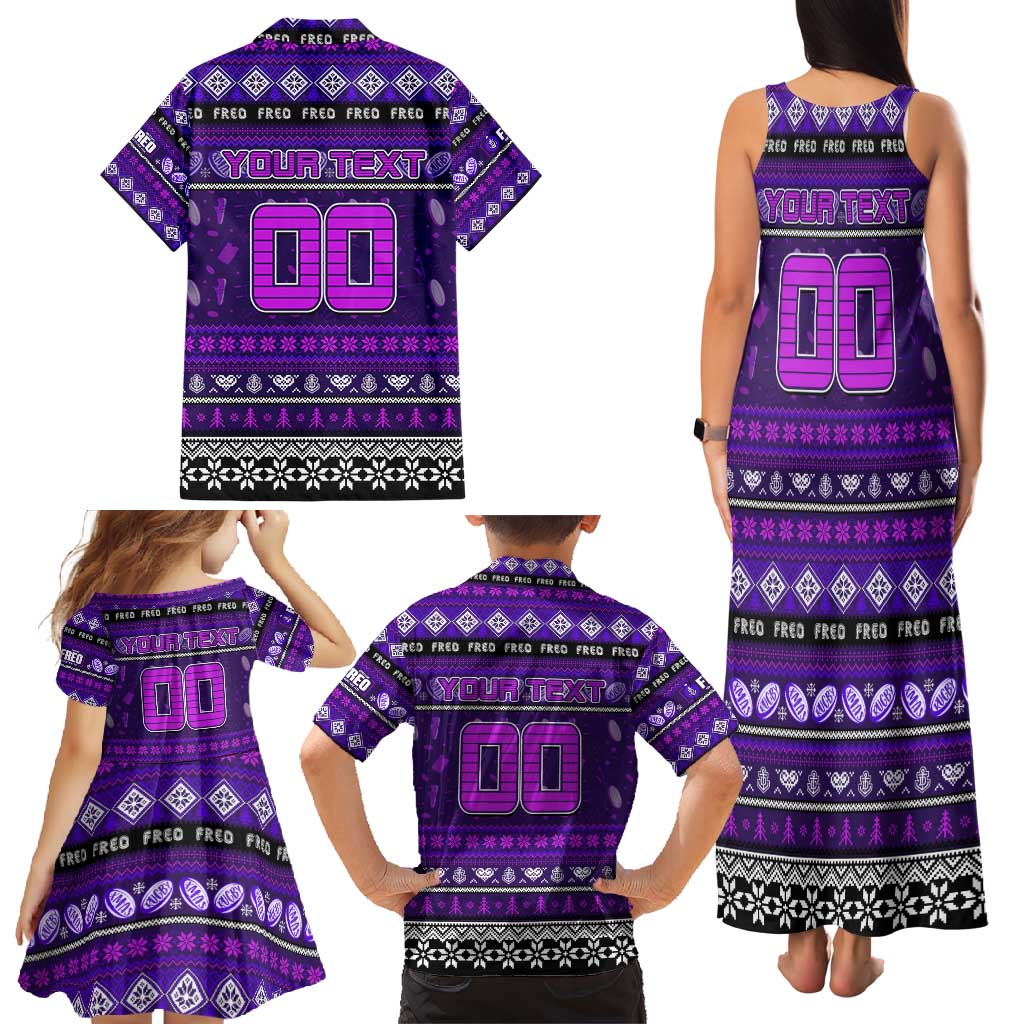 Personalized Freo Rugby Xmas Family Matching Tank Maxi Dress and Hawaiian Shirt Australia AFL Mascot