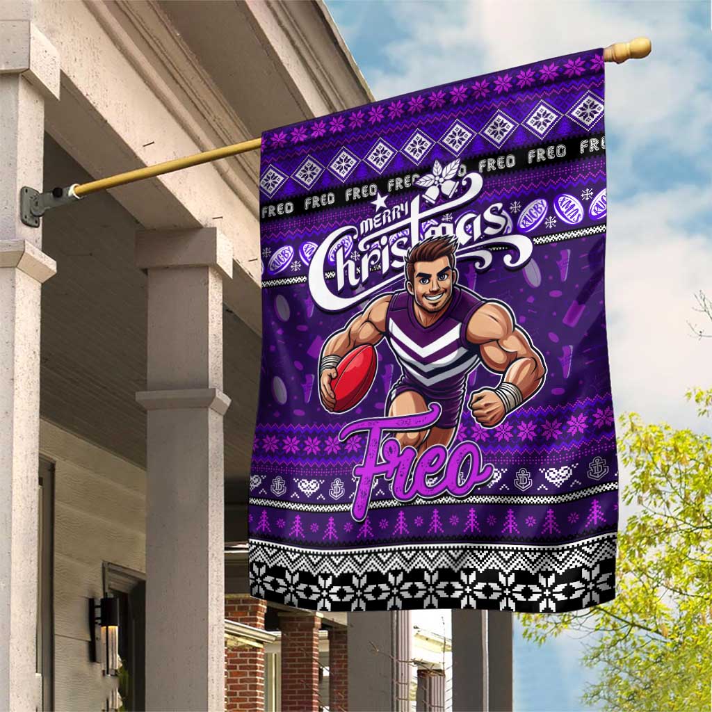 Freo Football Xmas Garden Flag Australia AFL Mascot - Vibe Hoodie Shop