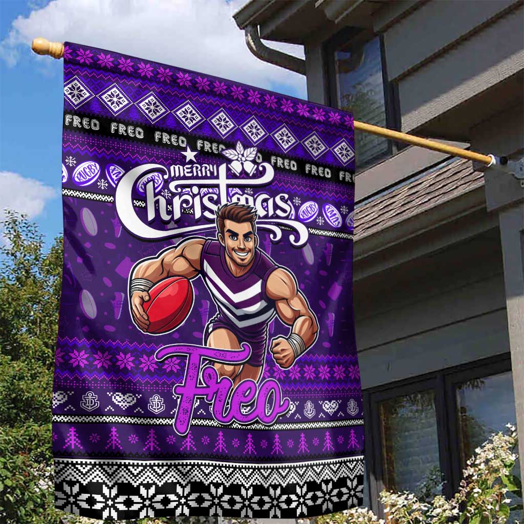 Freo Football Xmas Garden Flag Australia AFL Mascot - Vibe Hoodie Shop