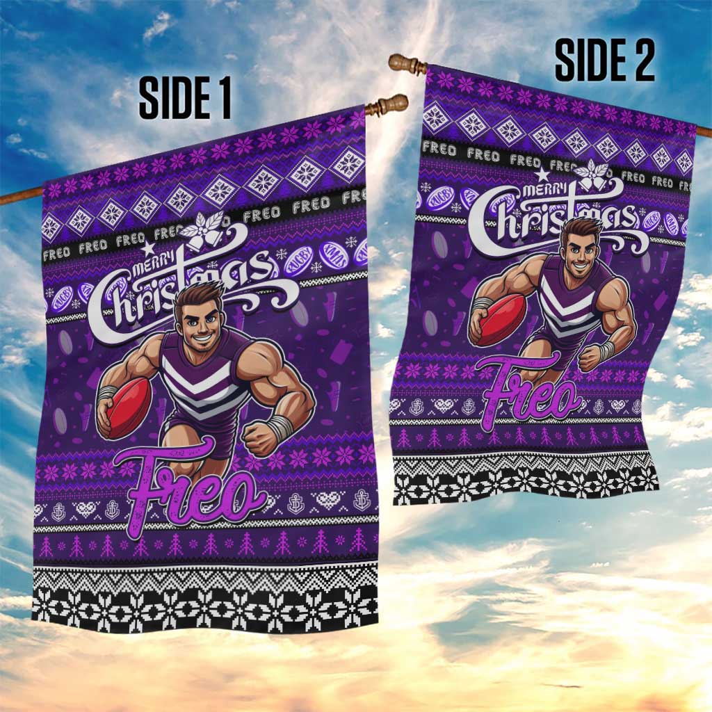 Freo Football Xmas Garden Flag Australia AFL Mascot - Vibe Hoodie Shop