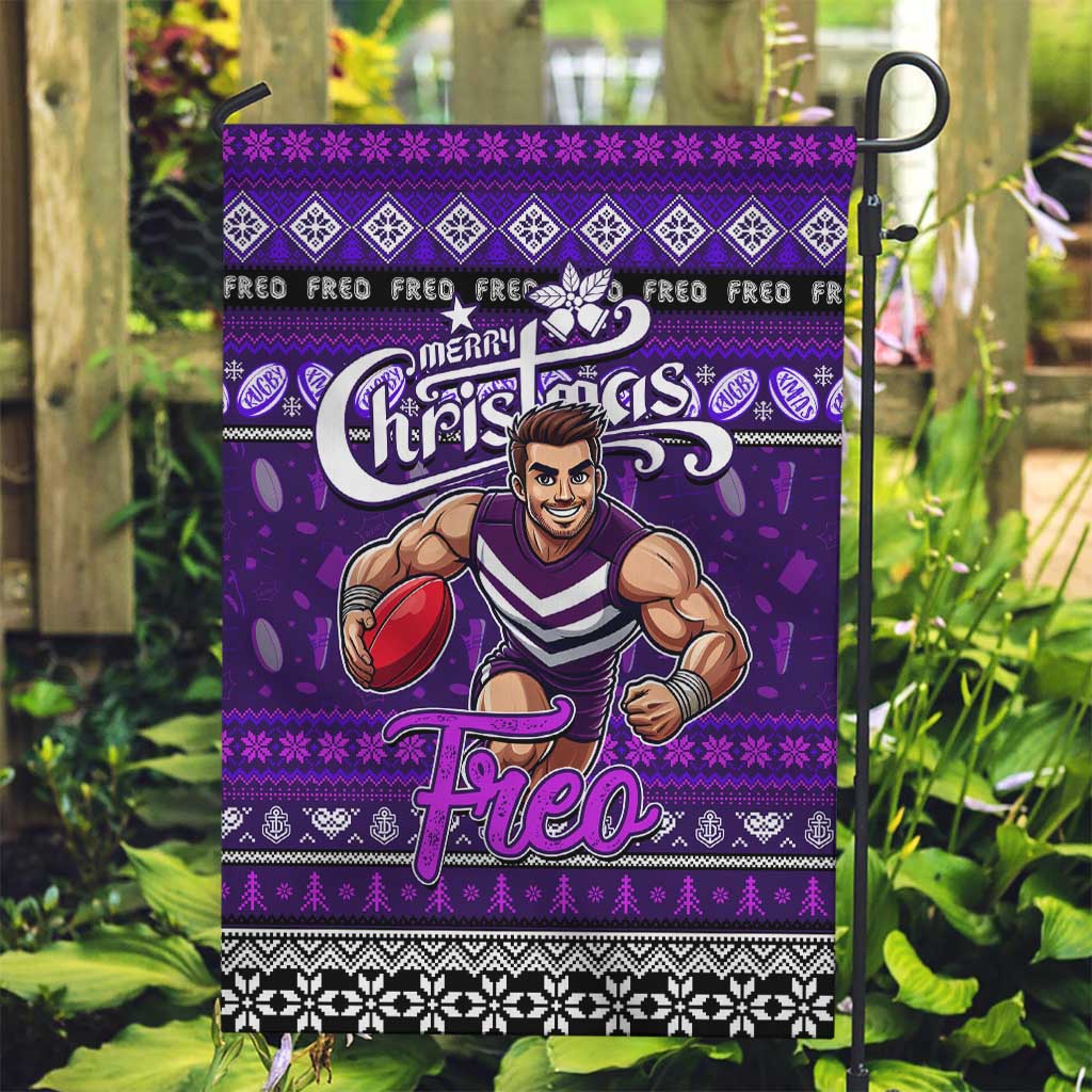 Freo Football Xmas Garden Flag Australia AFL Mascot - Vibe Hoodie Shop